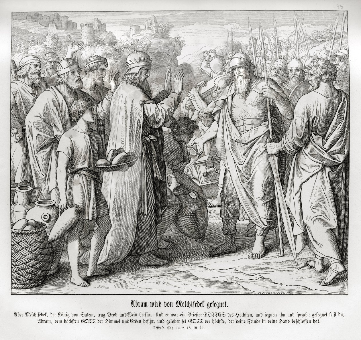 İbrahim Melchizedek tarafından kutsanmıştır, Yaratılış by Julius Schnorr von Carolsfeld