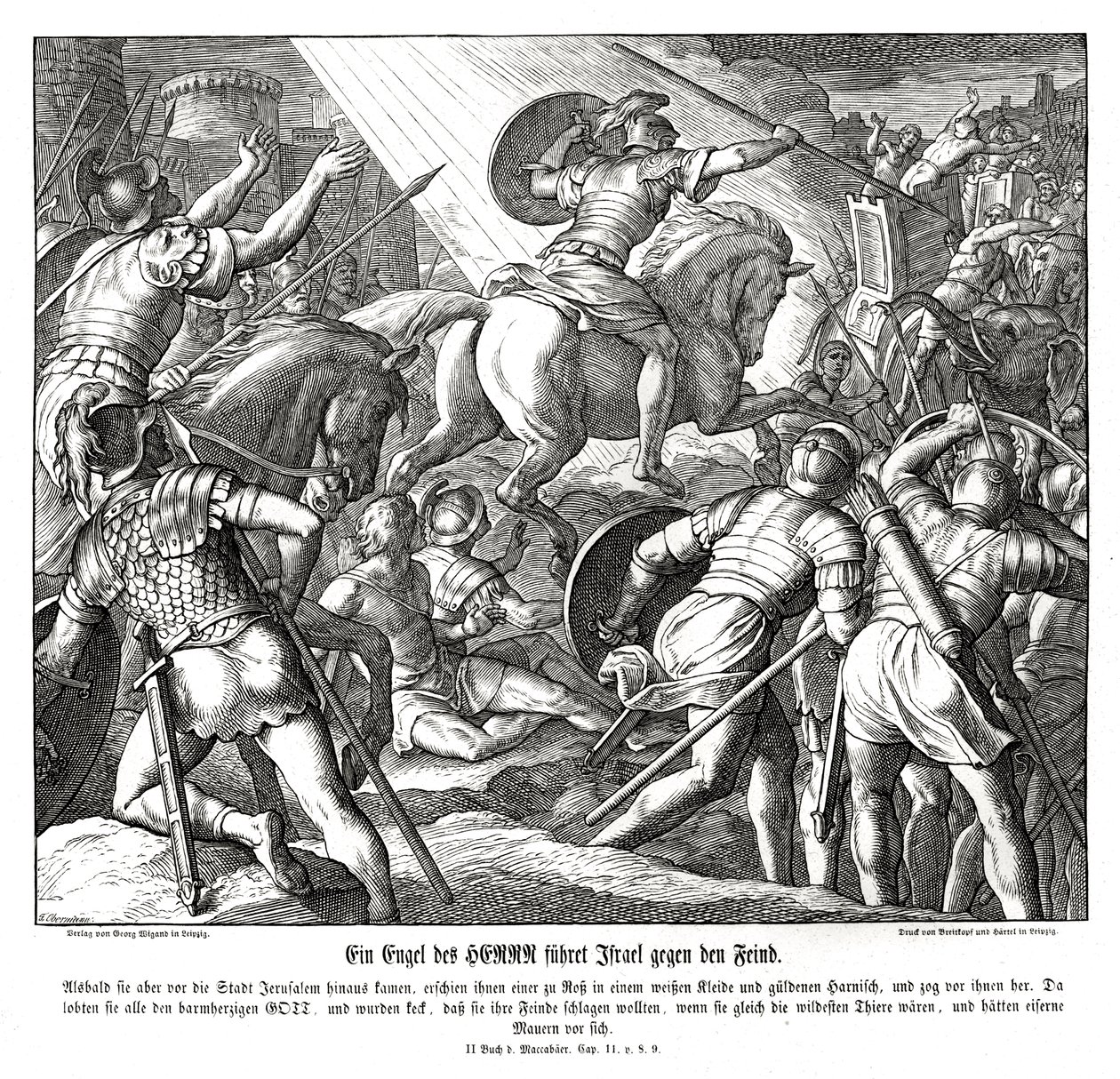 Bir melek İsraillilere önderlik ediyor, 2 Makabi by Julius Schnorr von Carolsfeld