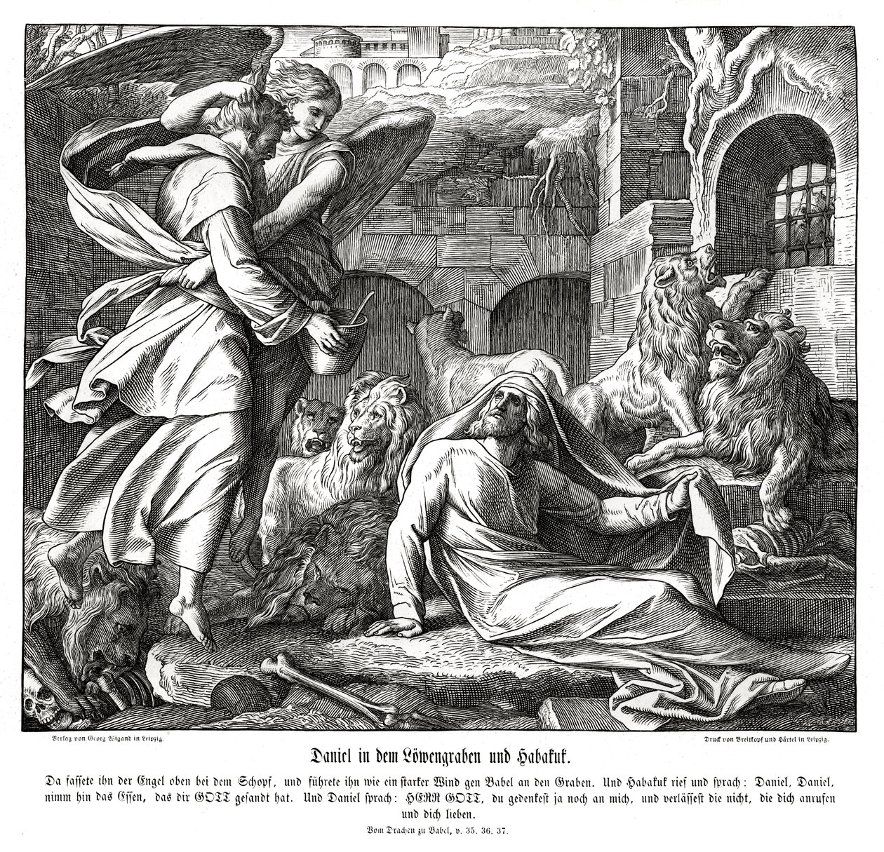 Daniel ve aslanın ineği by Julius Schnorr von Carolsfeld