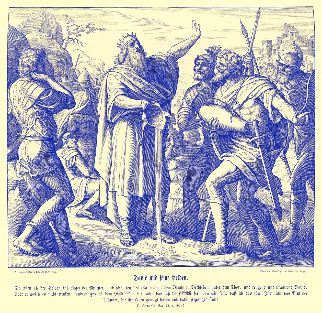 David ve üç güçlü adam, 2 Samuel by Julius Schnorr von Carolsfeld