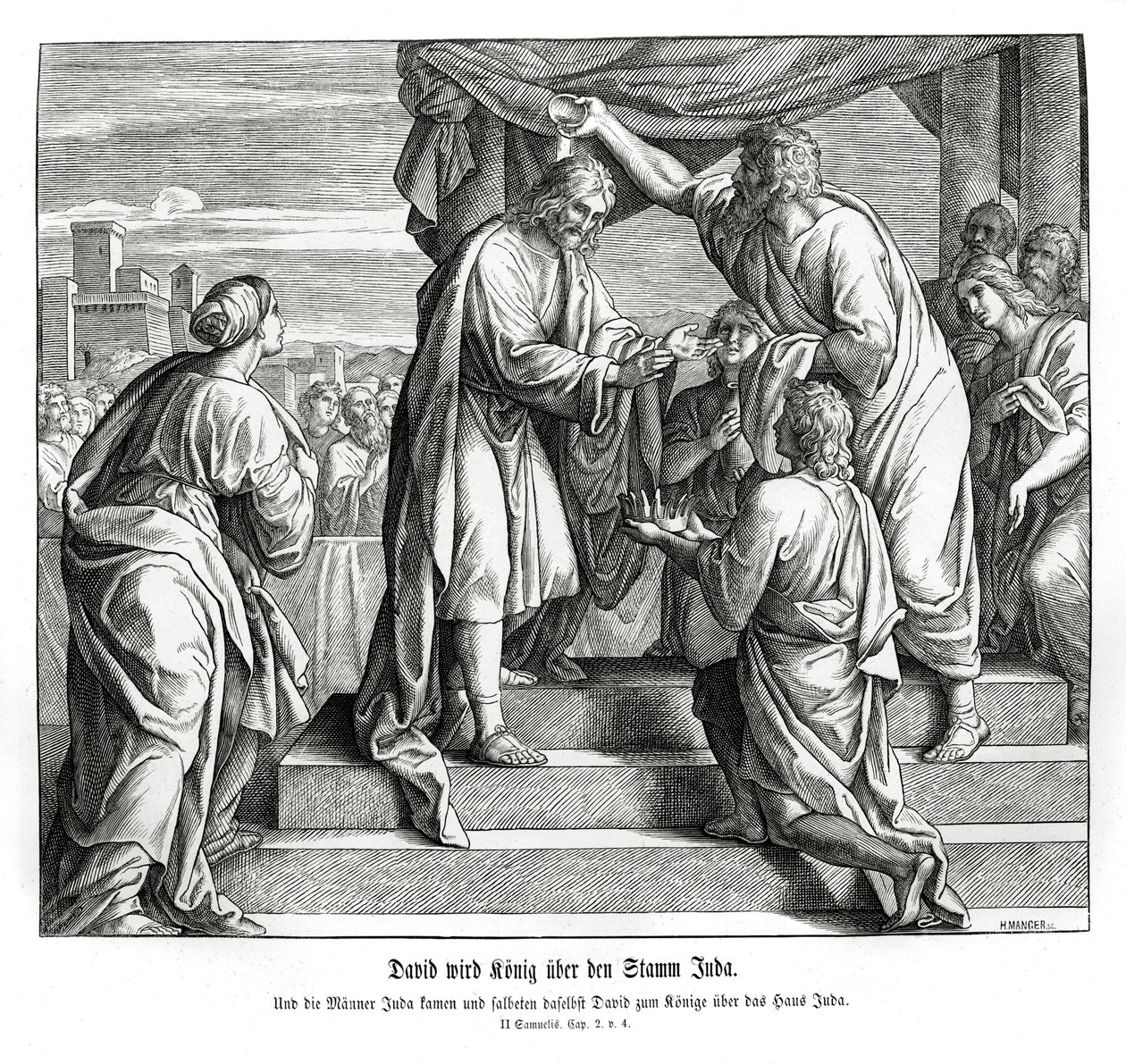 Davut Yahuda kralı olur, 2 Samuel by Julius Schnorr von Carolsfeld