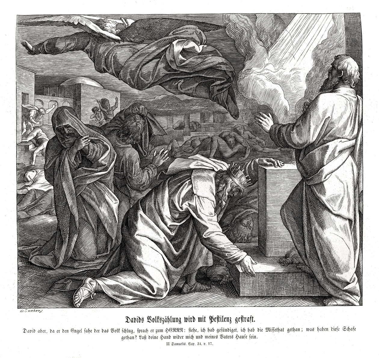 David insanları numaralandırdığı için cezalandırıldı, 2 Samuel by Julius Schnorr von Carolsfeld
