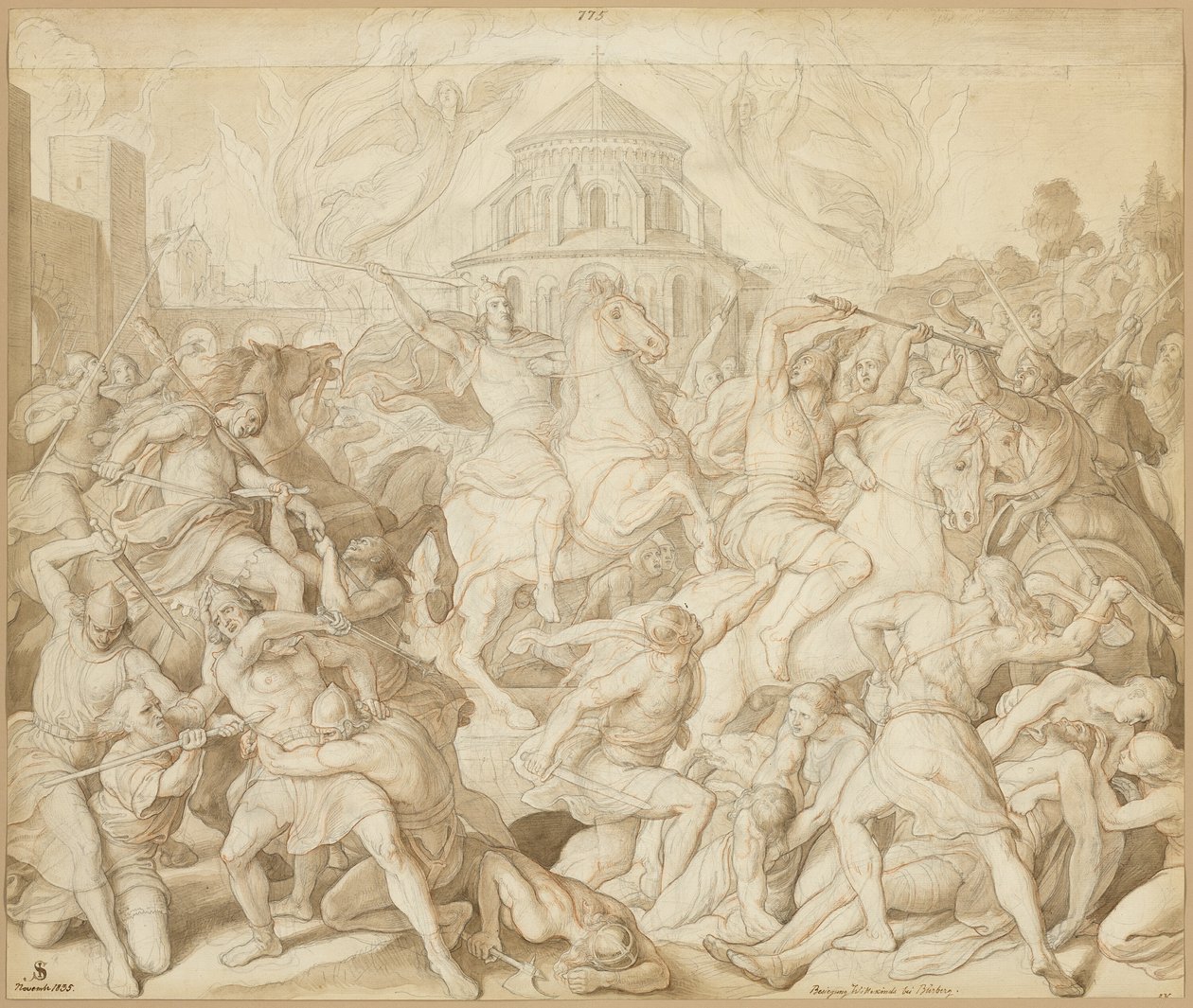 Bürberg yakınlarında Wittekind yenilgisi by Julius Schnorr von Carolsfeld