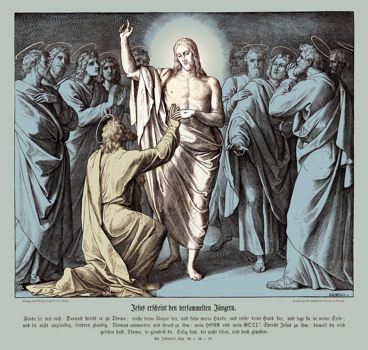 Şüpheci Thomas, Yuhanna İncili by Julius Schnorr von Carolsfeld