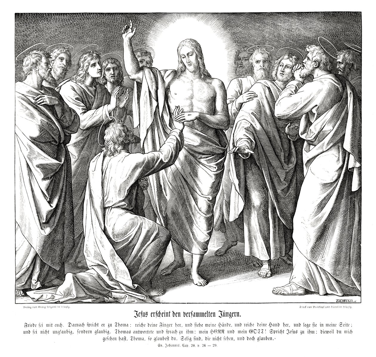Şüpheci Thomas, Yuhanna İncili by Julius Schnorr von Carolsfeld