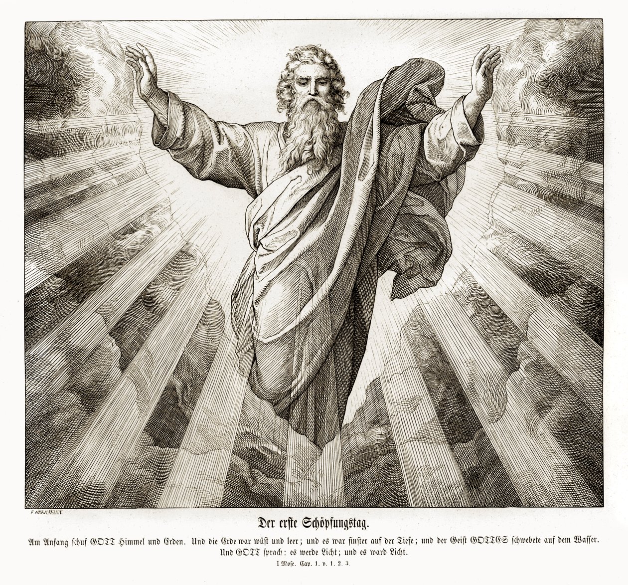 Yaratılışın ilk günü, Genesis by Julius Schnorr von Carolsfeld