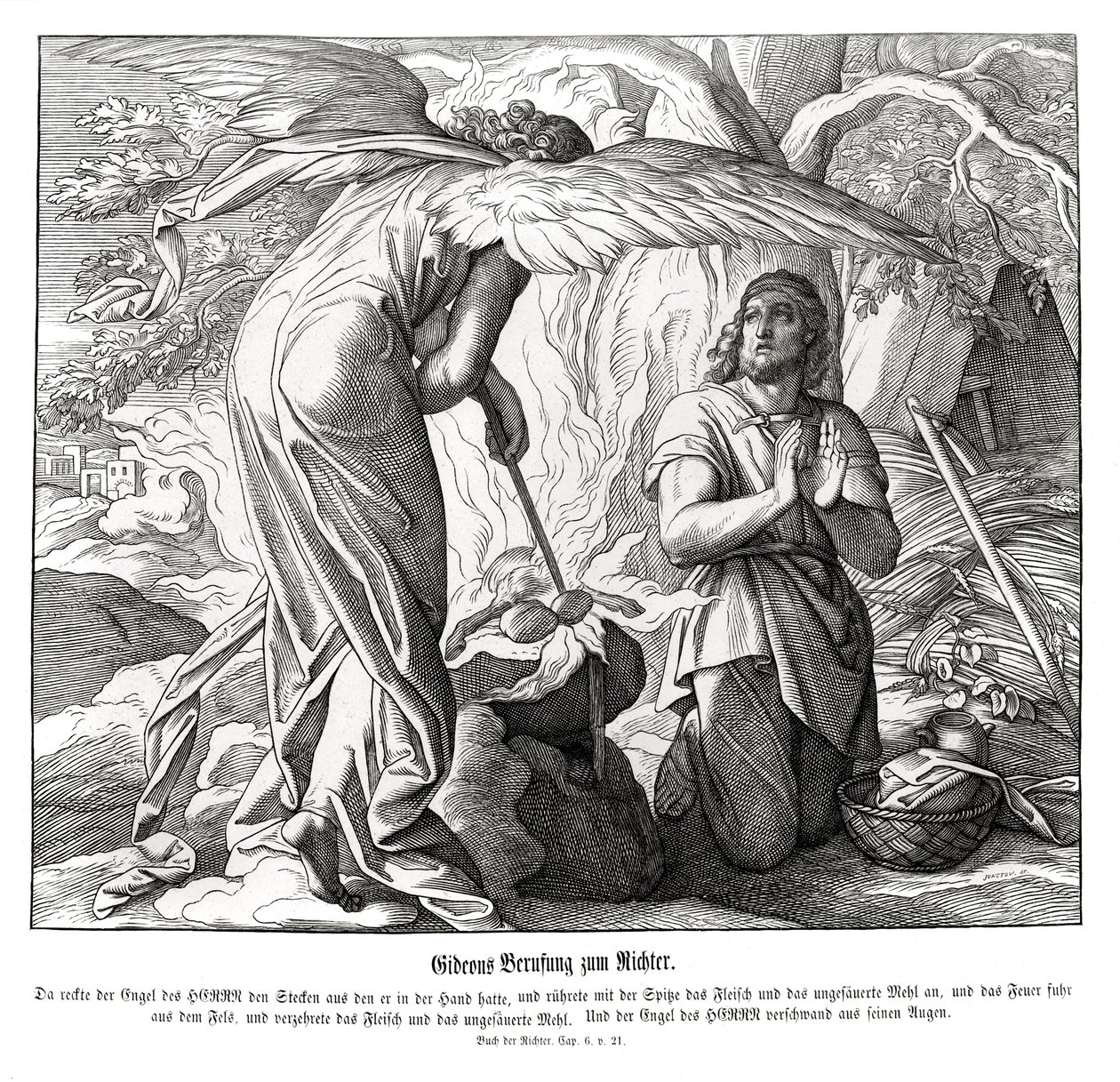 Gideon yargıç olarak adlandırılır, Yargıçlar by Julius Schnorr von Carolsfeld