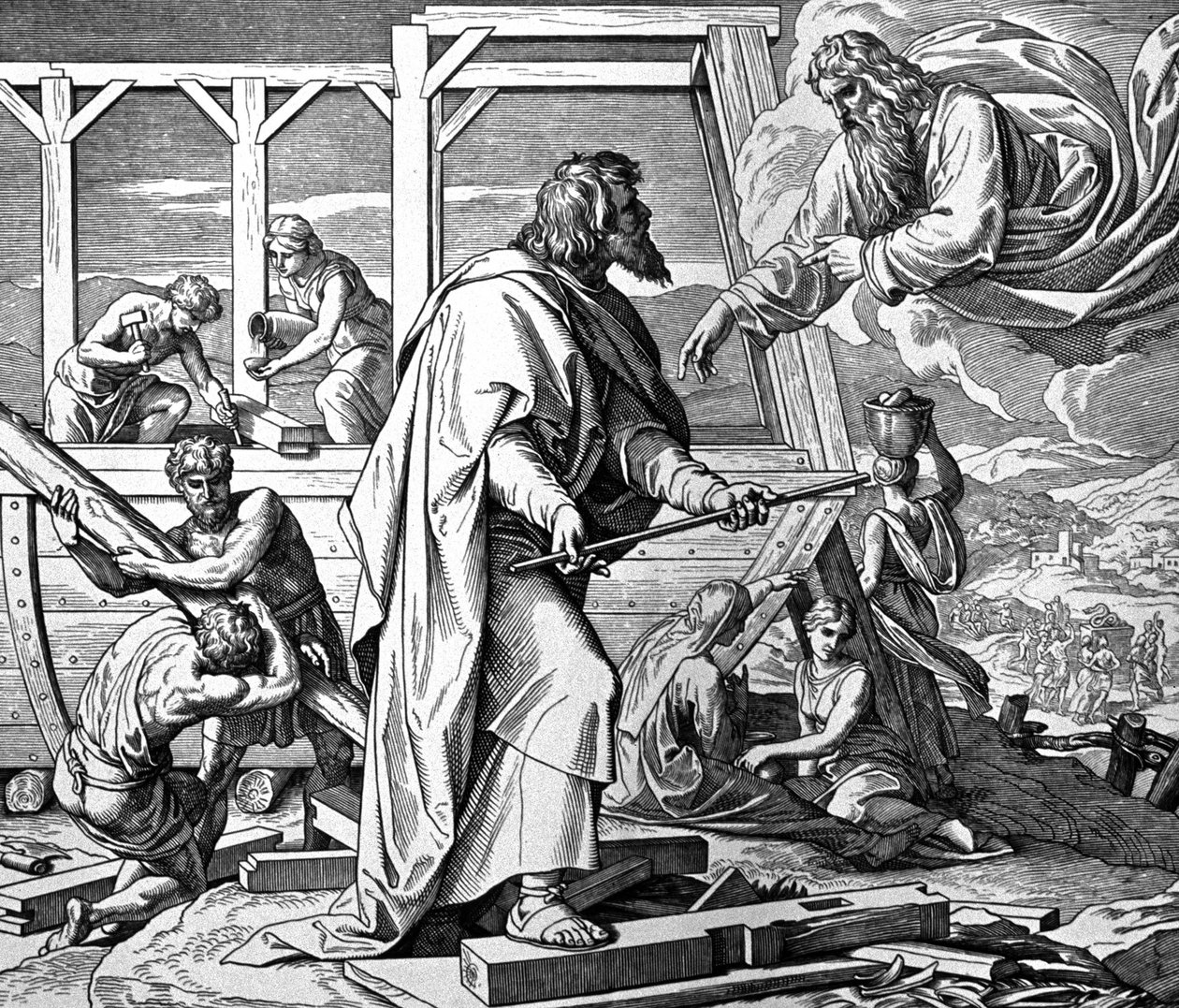 Tanrı Nuh'u tufana karşı uyarıyor by Julius Schnorr von Carolsfeld