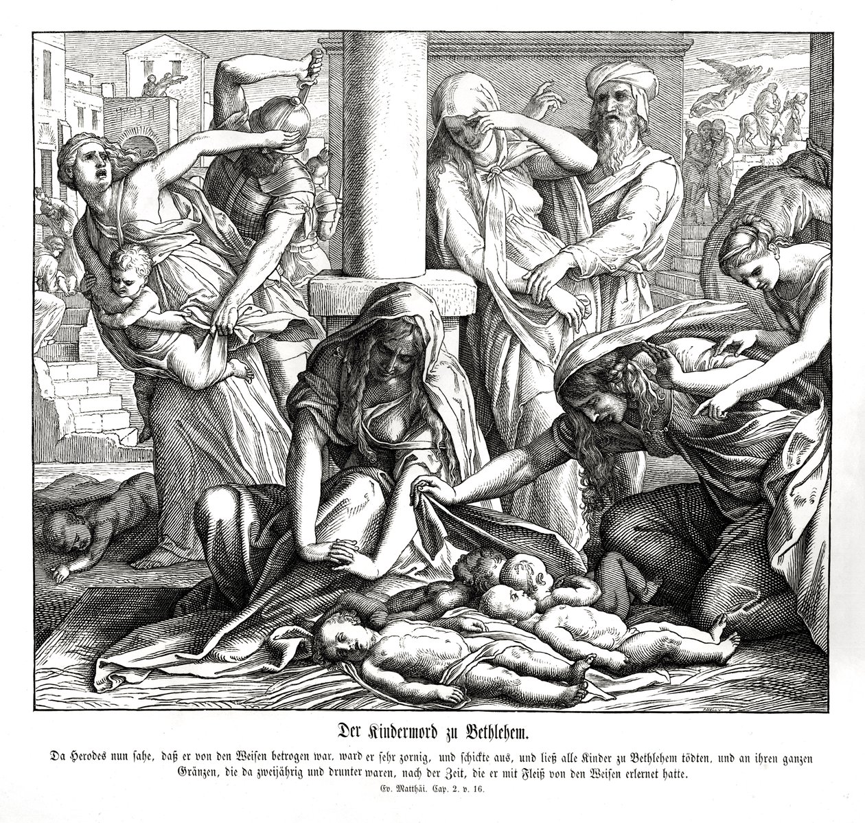 Herod çocukları öldürür, Matta İncili by Julius Schnorr von Carolsfeld