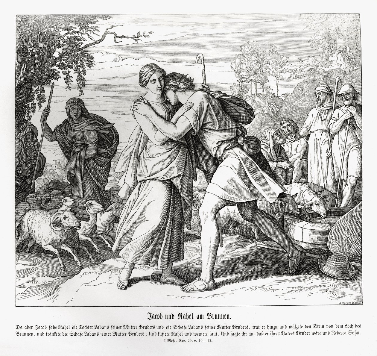 Jacob ve Rachel kuyuda, Genesis by Julius Schnorr von Carolsfeld