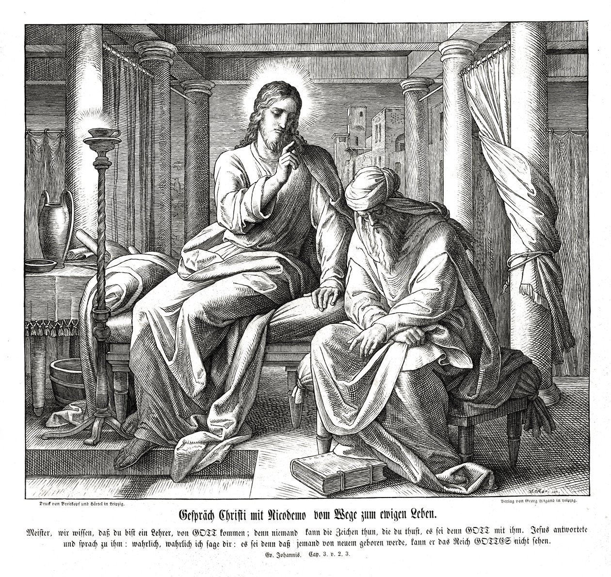 İsa ve Nikodim, Yuhanna İncili by Julius Schnorr von Carolsfeld