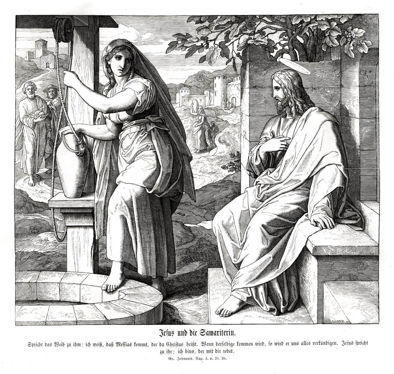 İsa ve Samiriyeli kadın, Yuhanna İncili by Julius Schnorr von Carolsfeld