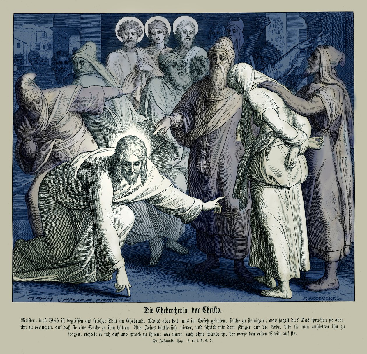 İsa ve zina eden kadın, Yuhanna İncili by Julius Schnorr von Carolsfeld