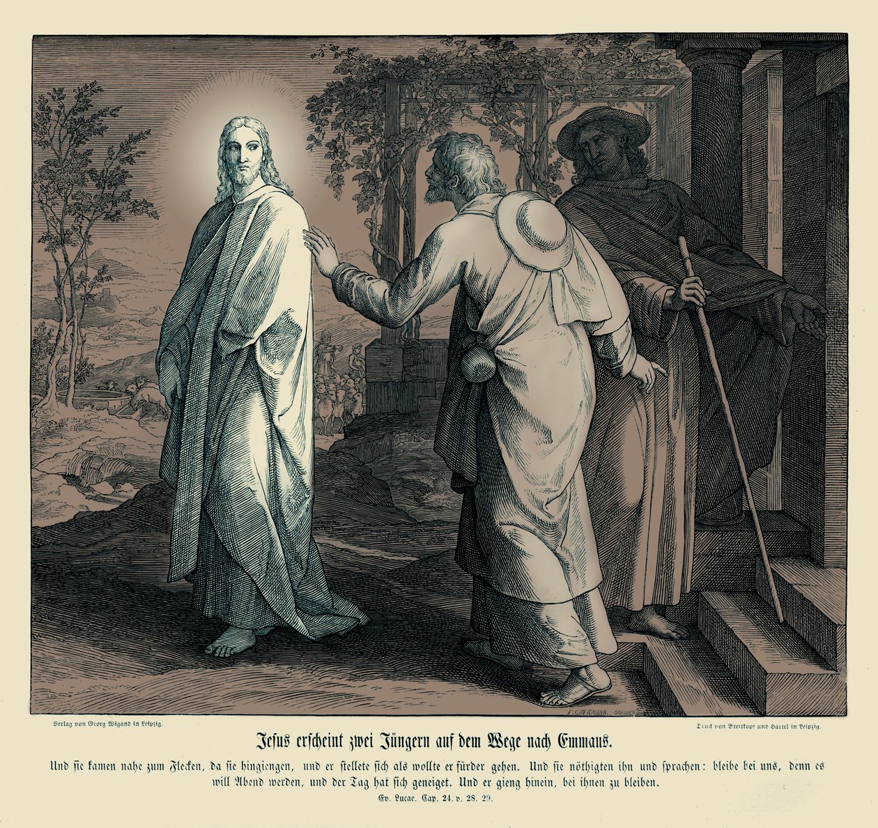 İsa iki öğrenciye görünüyor, Luka İncili by Julius Schnorr von Carolsfeld