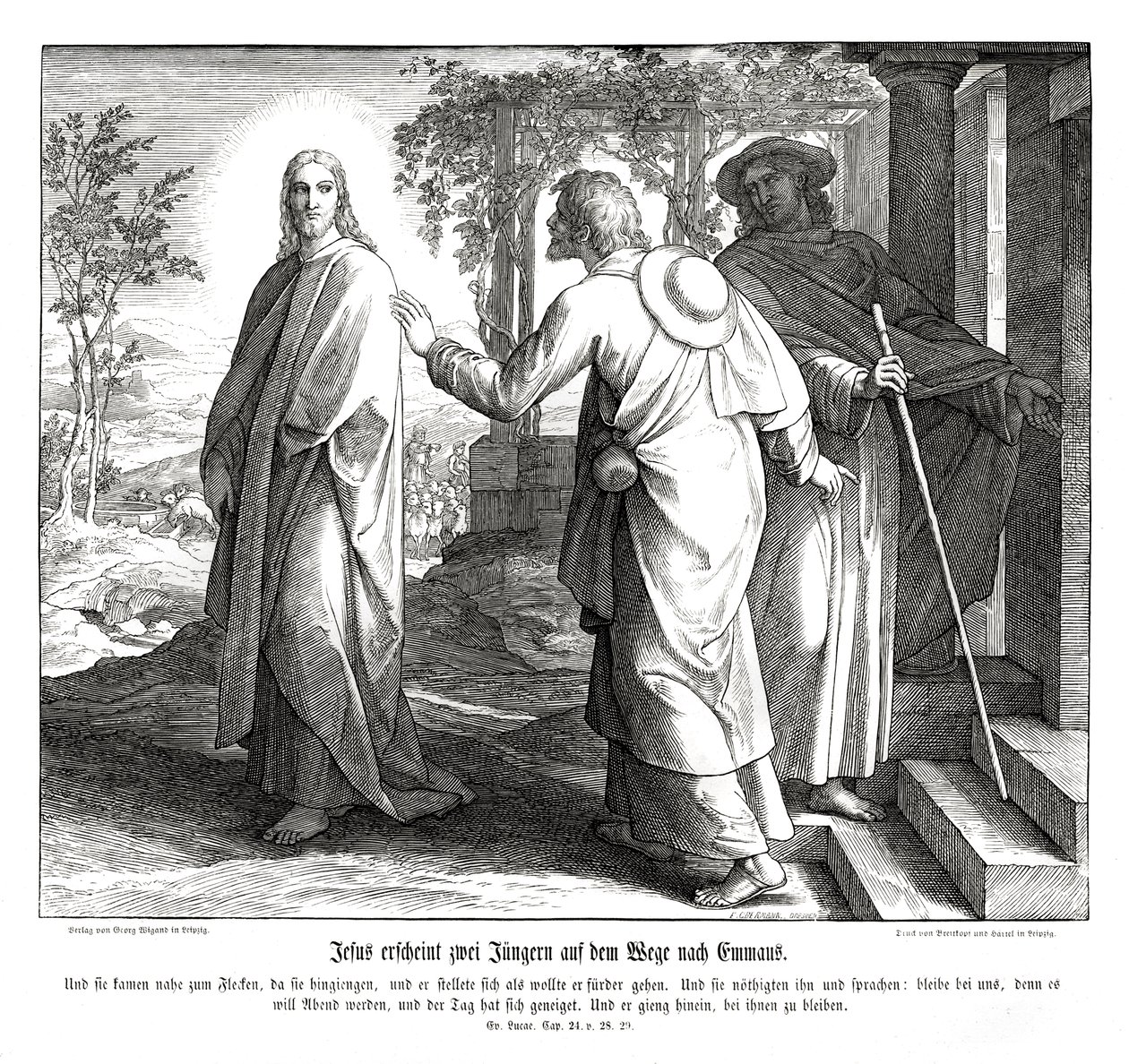 İsa iki öğrenciye görünüyor, Luka İncili by Julius Schnorr von Carolsfeld