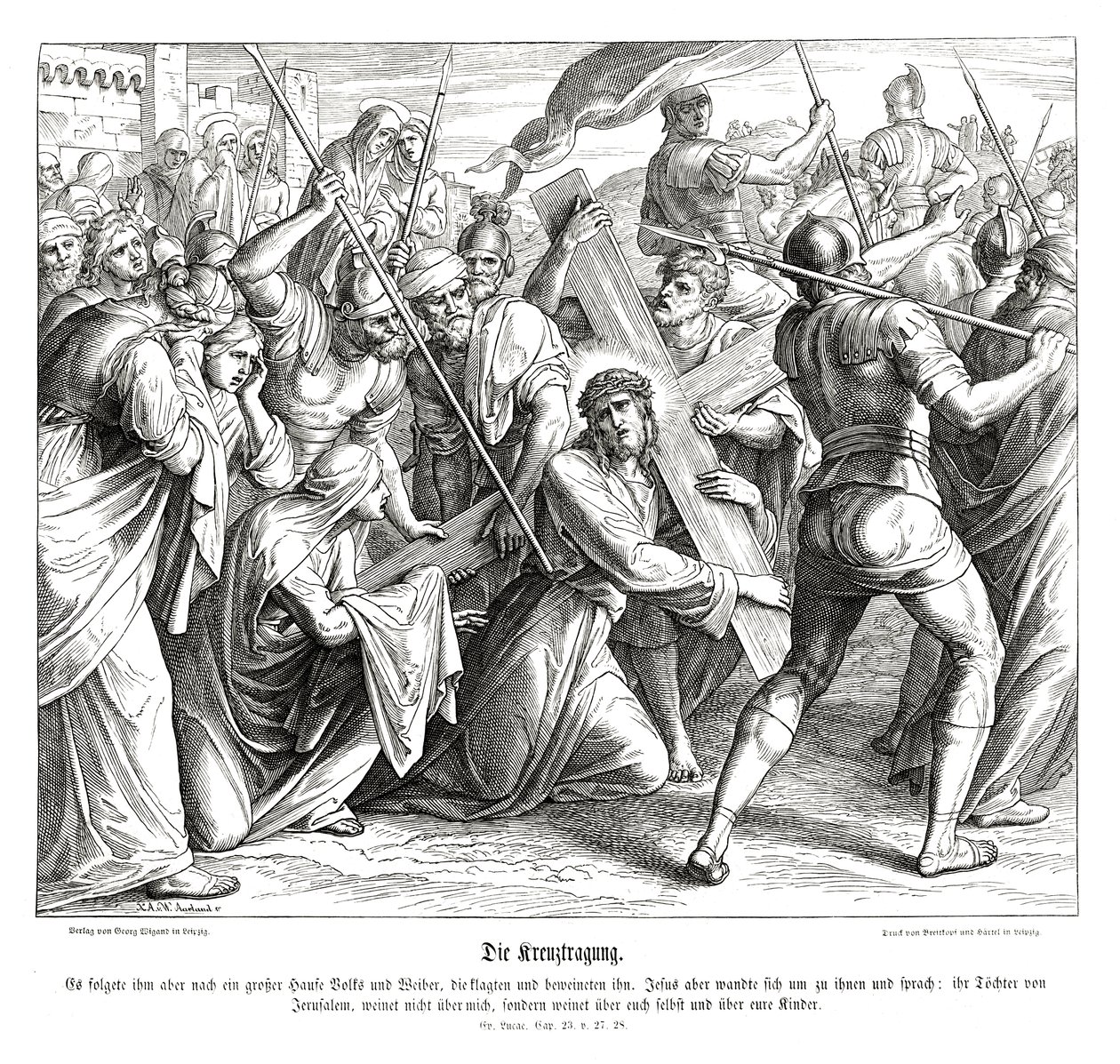 Haç taşıyan İsa, Luka İncili by Julius Schnorr von Carolsfeld