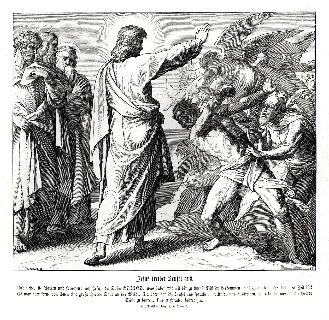 İsa şeytanları kovuyor, Matta İncili by Julius Schnorr von Carolsfeld