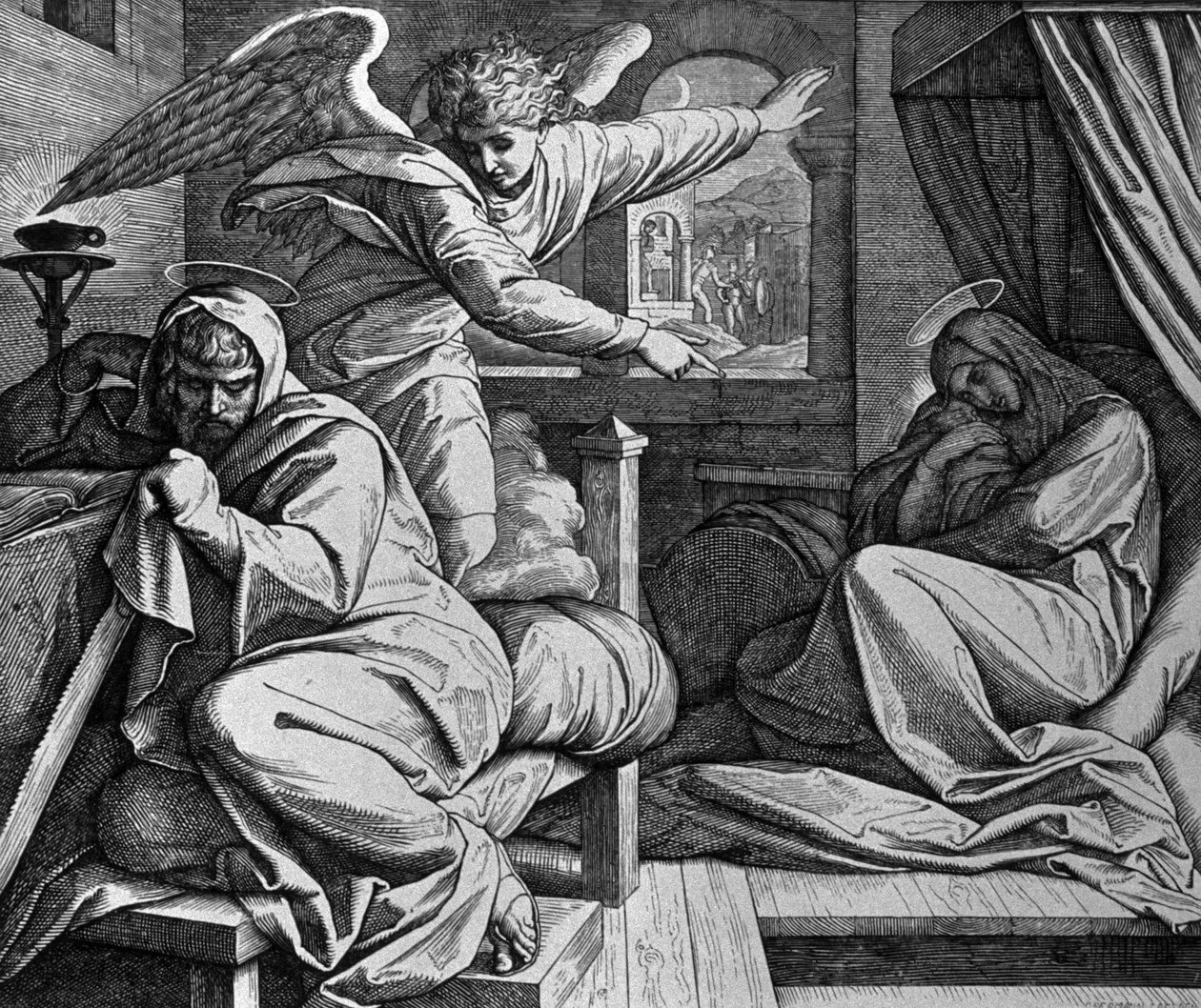 Yusuf Mısır'a kaçması konusunda uyarılır by Julius Schnorr von Carolsfeld