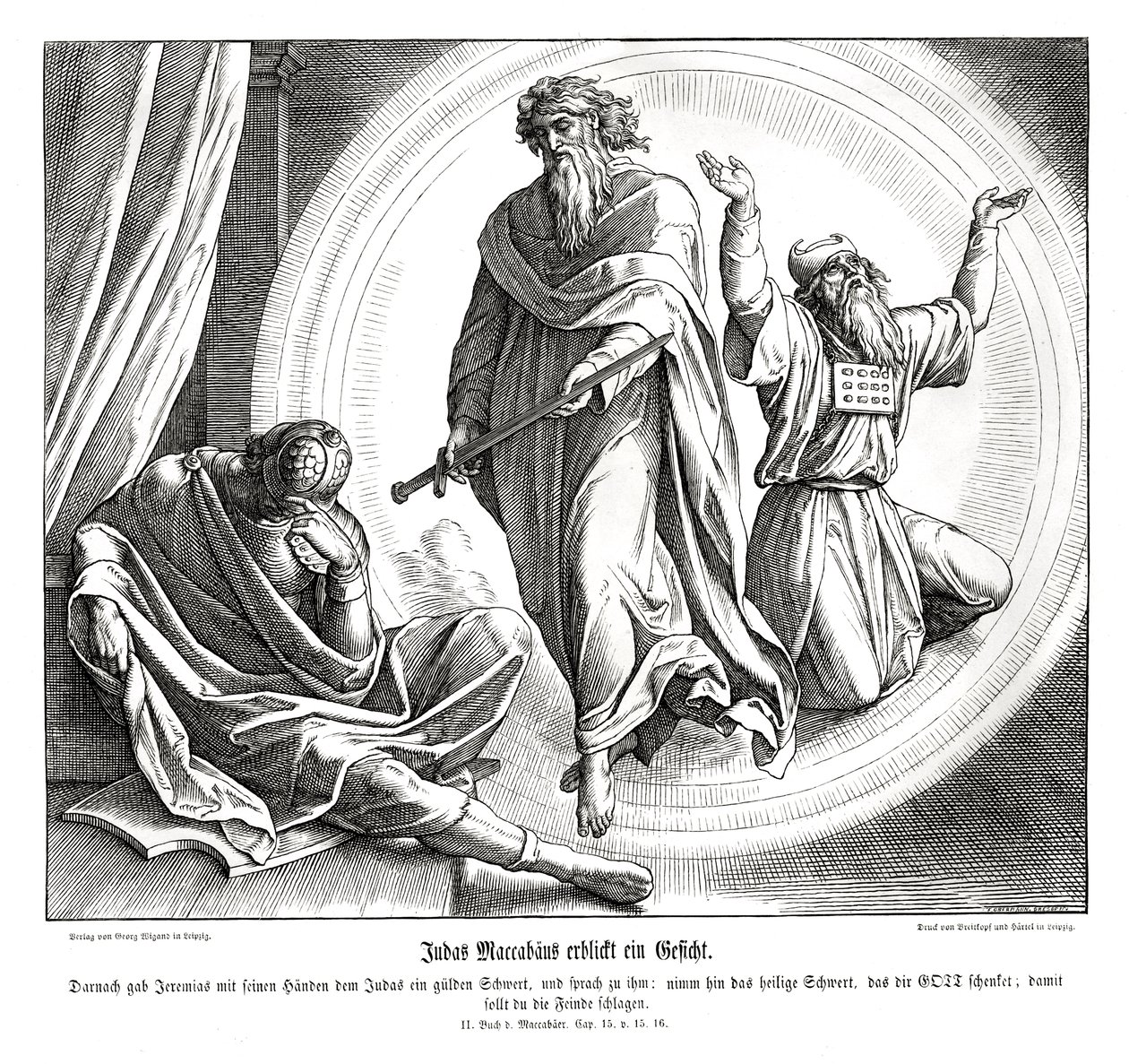 Yahuda Makkabi altın bir kılıç alır by Julius Schnorr von Carolsfeld