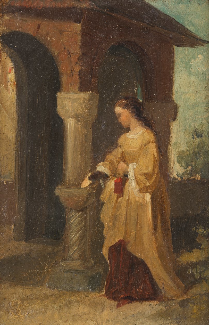 kız kilisenin önünde by Julius Schnorr von Carolsfeld
