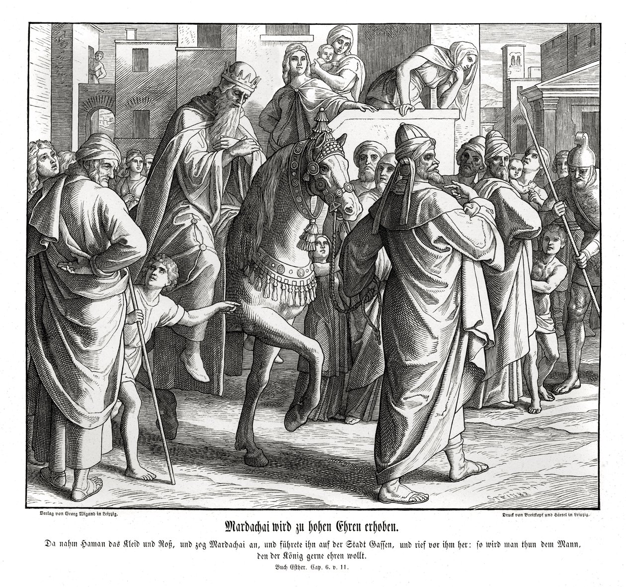 Mordekay kral tarafından onurlandırıldı, Ester by Julius Schnorr von Carolsfeld