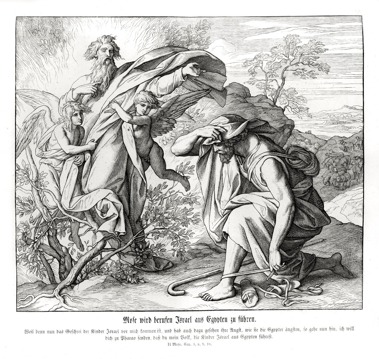Musa ve yanan çalı, Exodus by Julius Schnorr von Carolsfeld