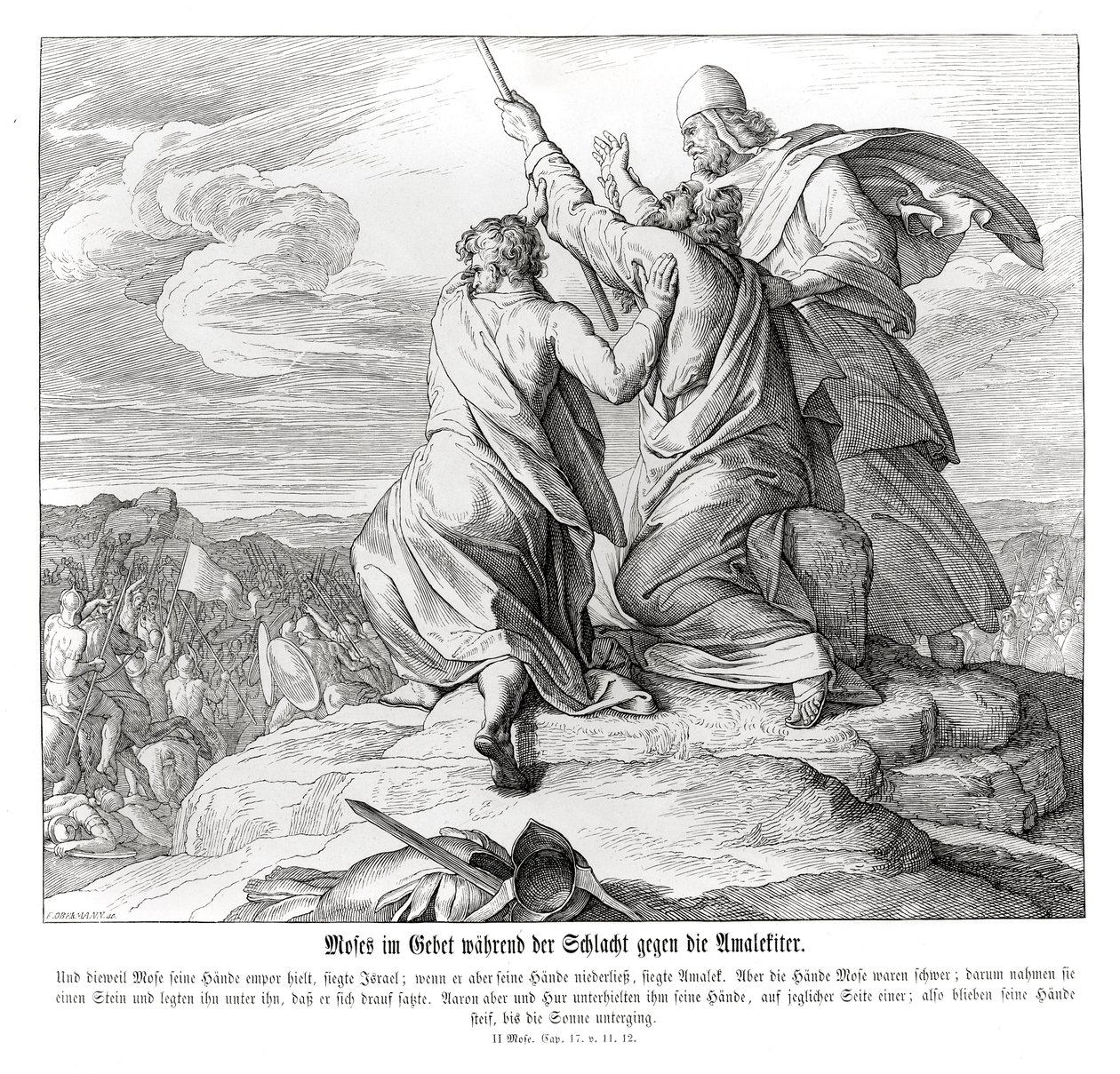 Musa, Amalek, Exodus ile savaş sırasında dua ediyor by Julius Schnorr von Carolsfeld
