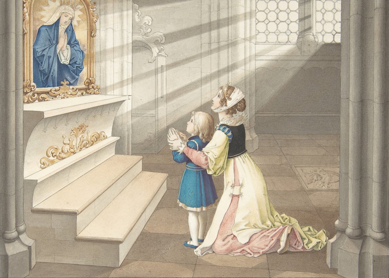 Anne ve Kızı Duada, ca. 1811-17. by Julius Schnorr von Carolsfeld