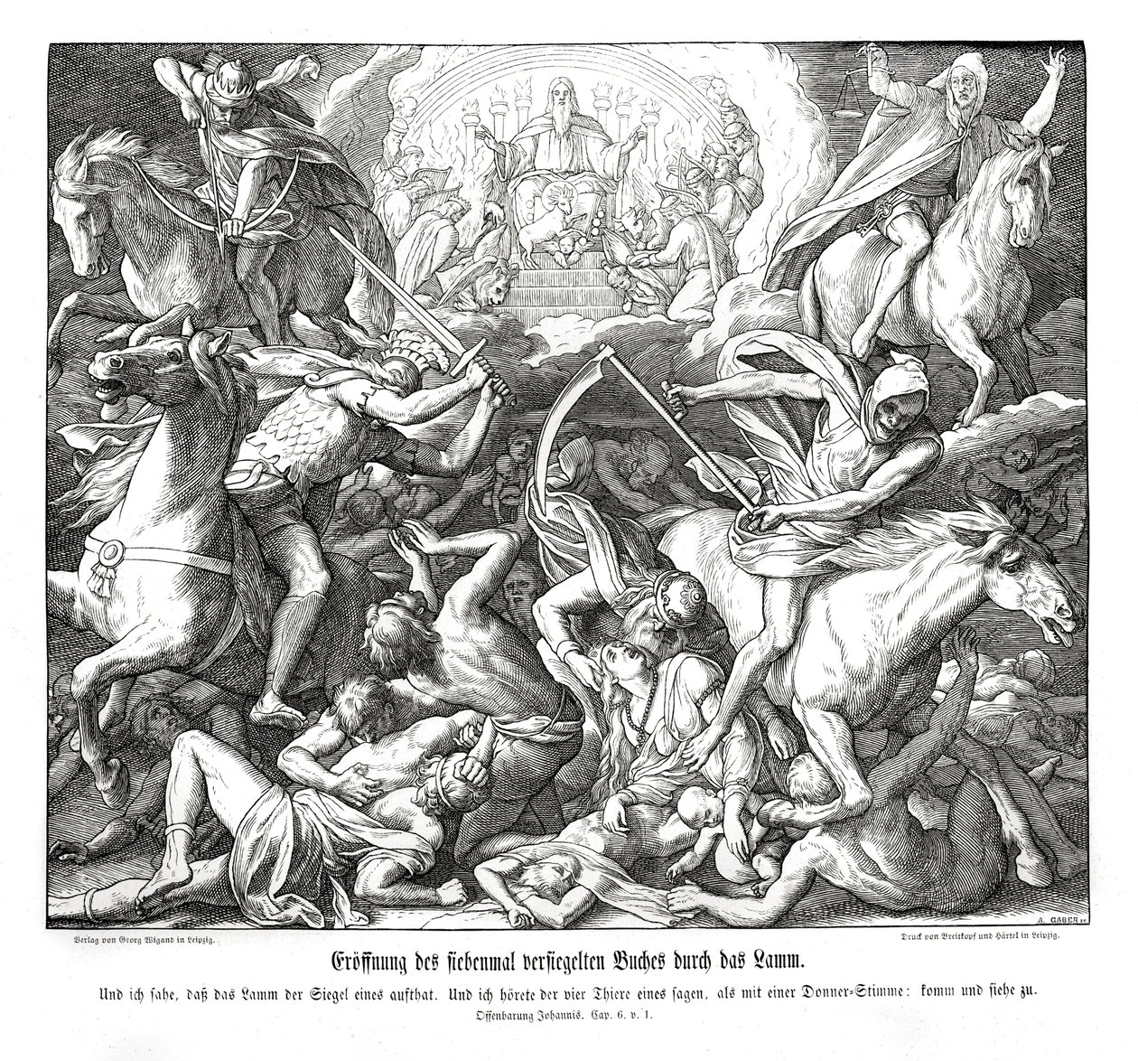 İlk mührün Kuzu tarafından açılması, Vahiy by Julius Schnorr von Carolsfeld