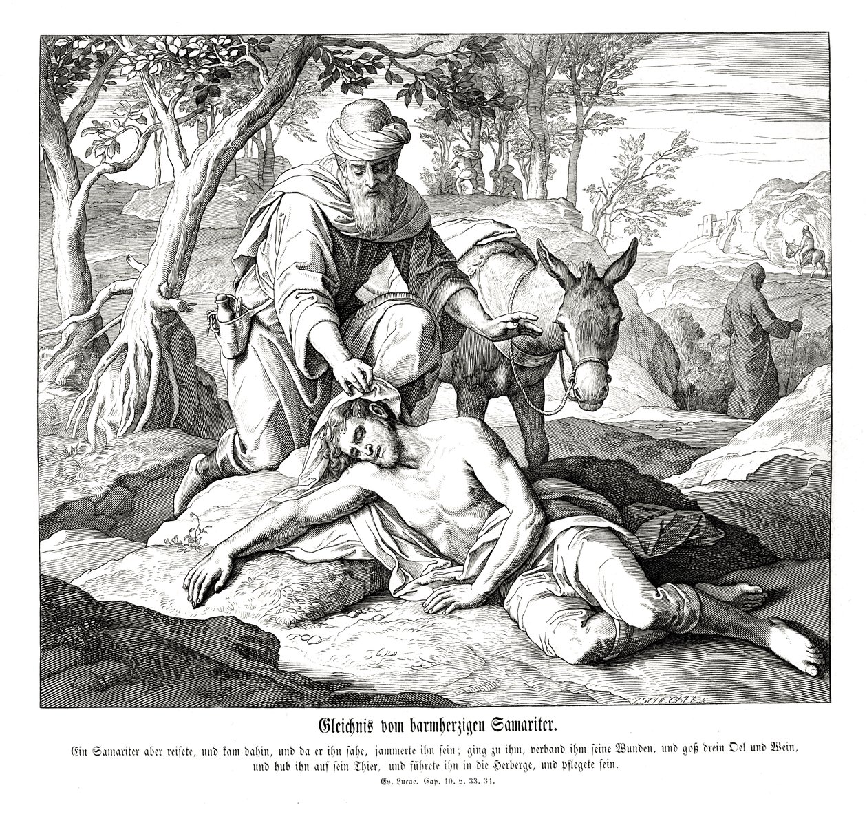 İyi Samiriyeli benzetmesi, Luka İncili by Julius Schnorr von Carolsfeld