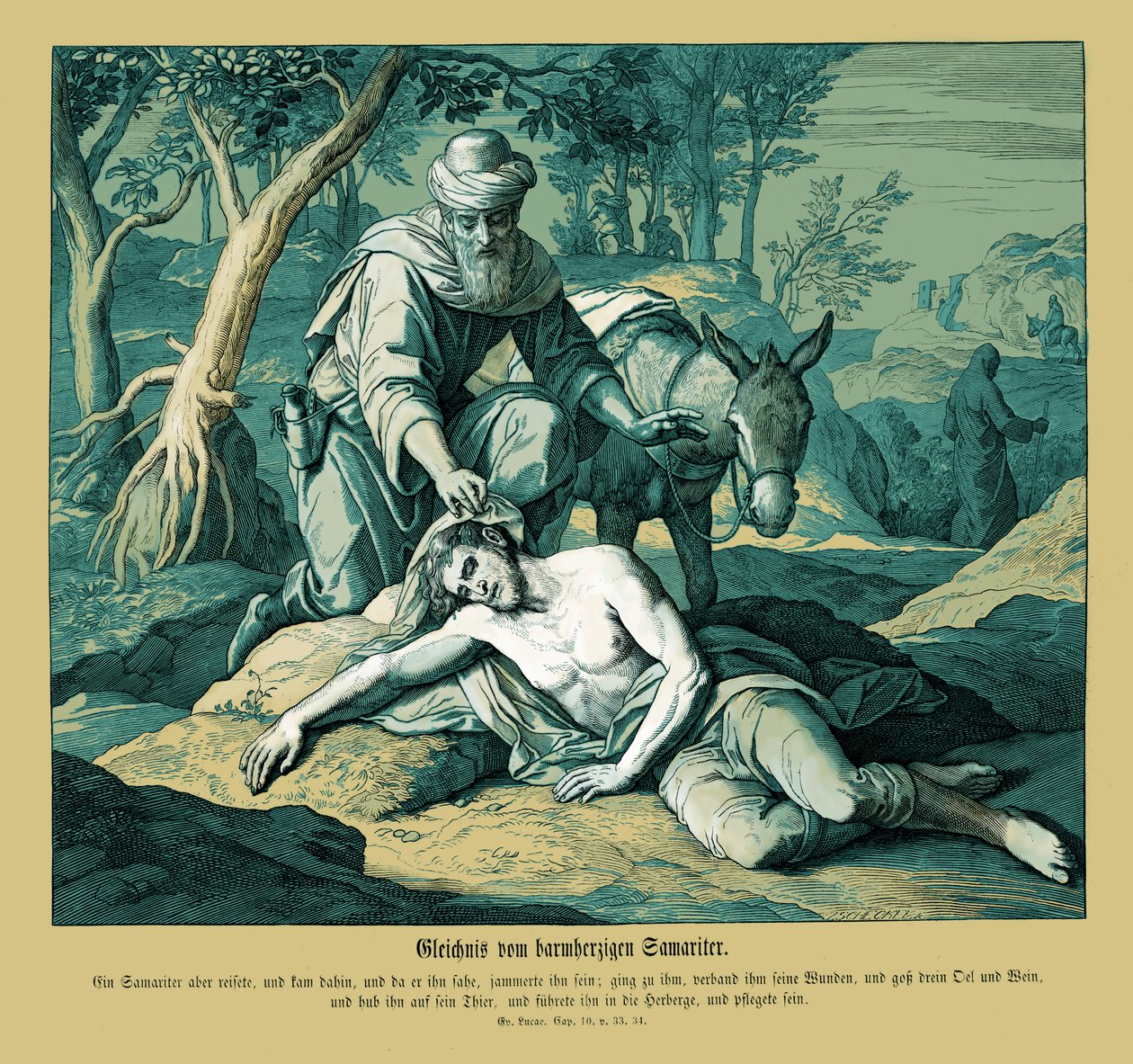 İyi Samiriyeli benzetmesi, Luka İncili by Julius Schnorr von Carolsfeld
