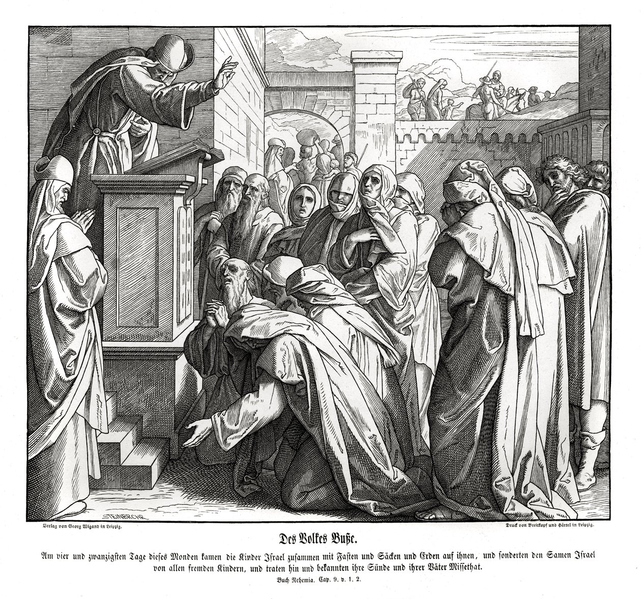 Halkın tövbesi, Nehemya by Julius Schnorr von Carolsfeld