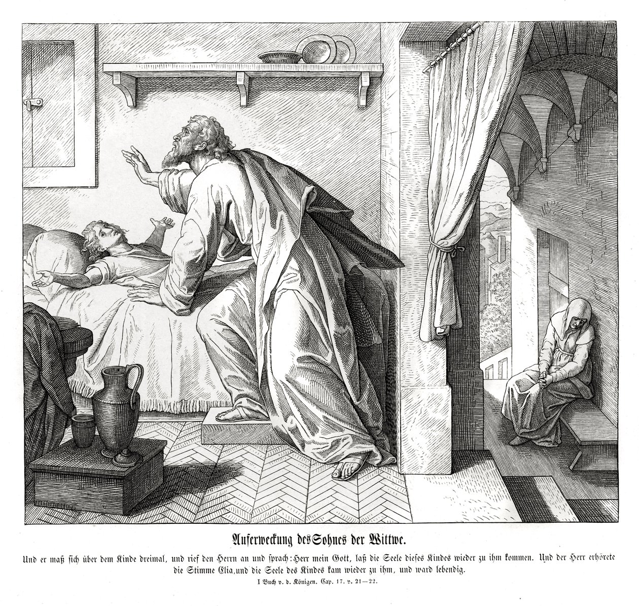 Dul kadının oğlunun canlanması by Julius Schnorr von Carolsfeld
