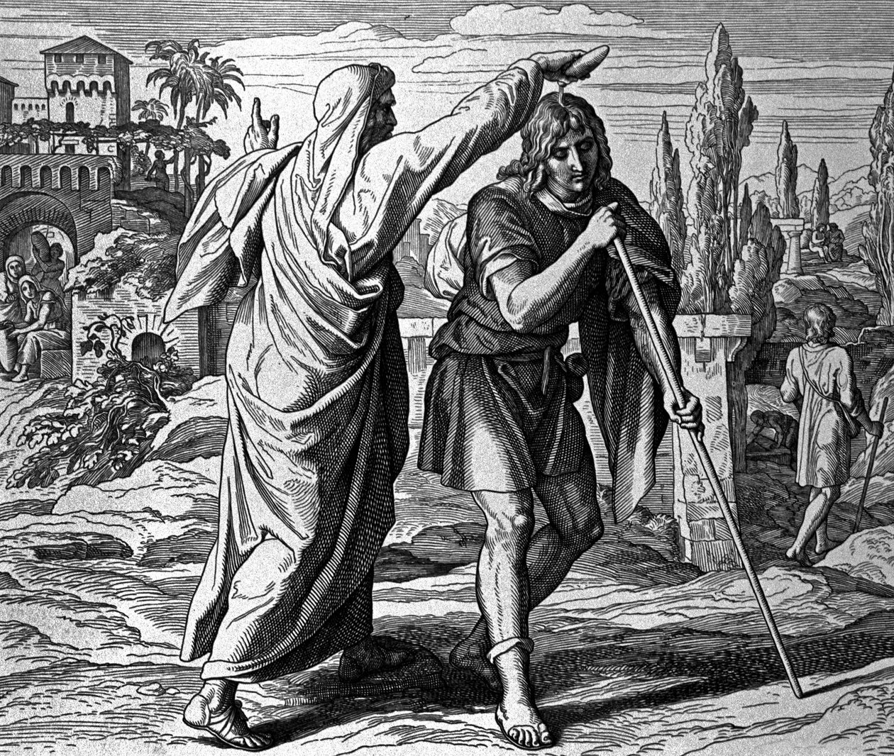 Samuel, Saul'u İsrail Kralı olarak mesheder by Julius Schnorr von Carolsfeld