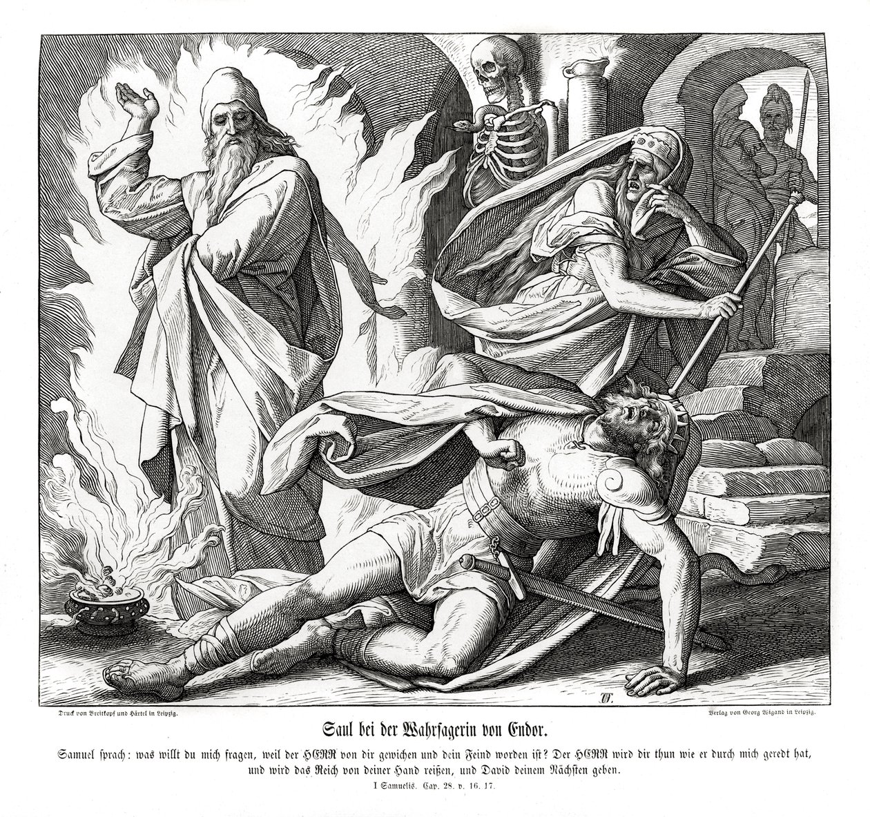 Endor cadısı ile Saul by Julius Schnorr von Carolsfeld