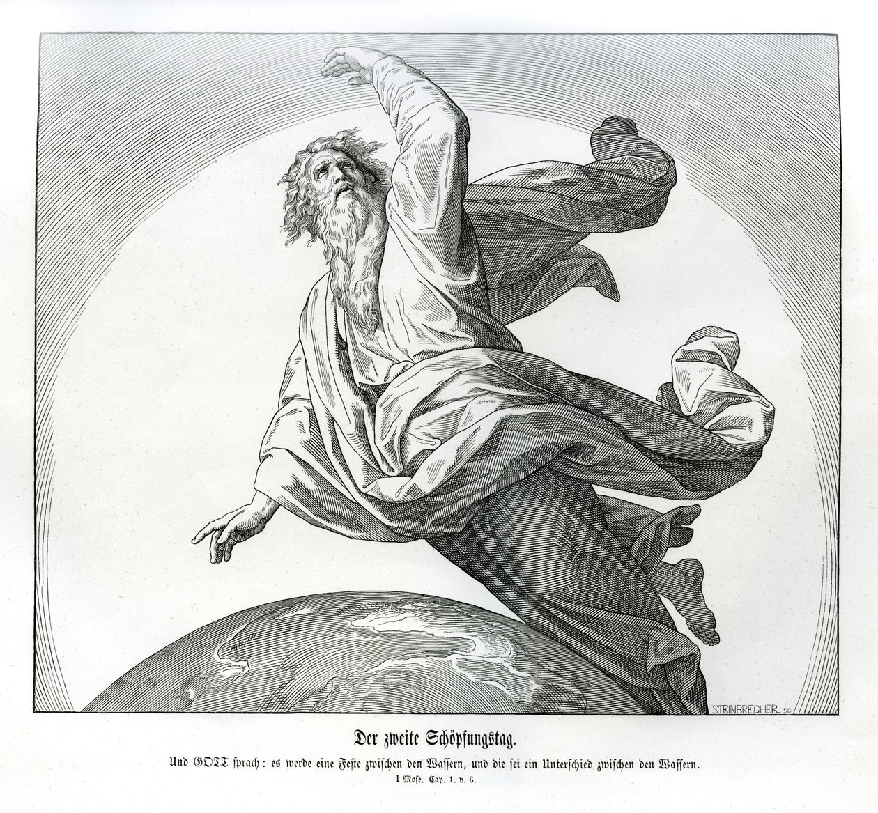 Yaratılışın ikinci günü, Genesis by Julius Schnorr von Carolsfeld