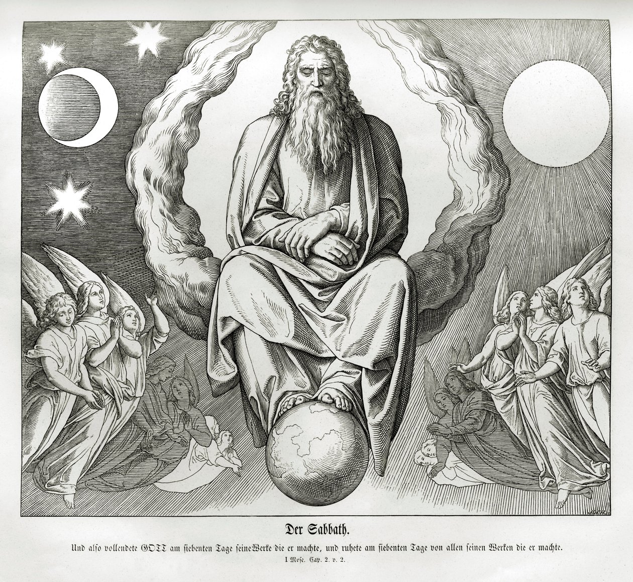 Yaratılışın yedinci günü, Genesis by Julius Schnorr von Carolsfeld