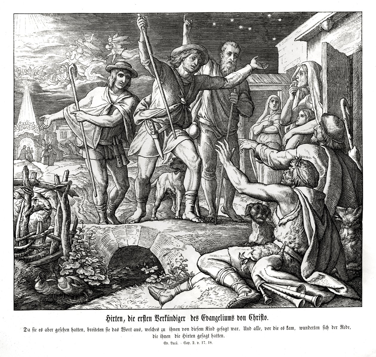 Çobanlar müjdeyi yaydı, Luka İncili by Julius Schnorr von Carolsfeld