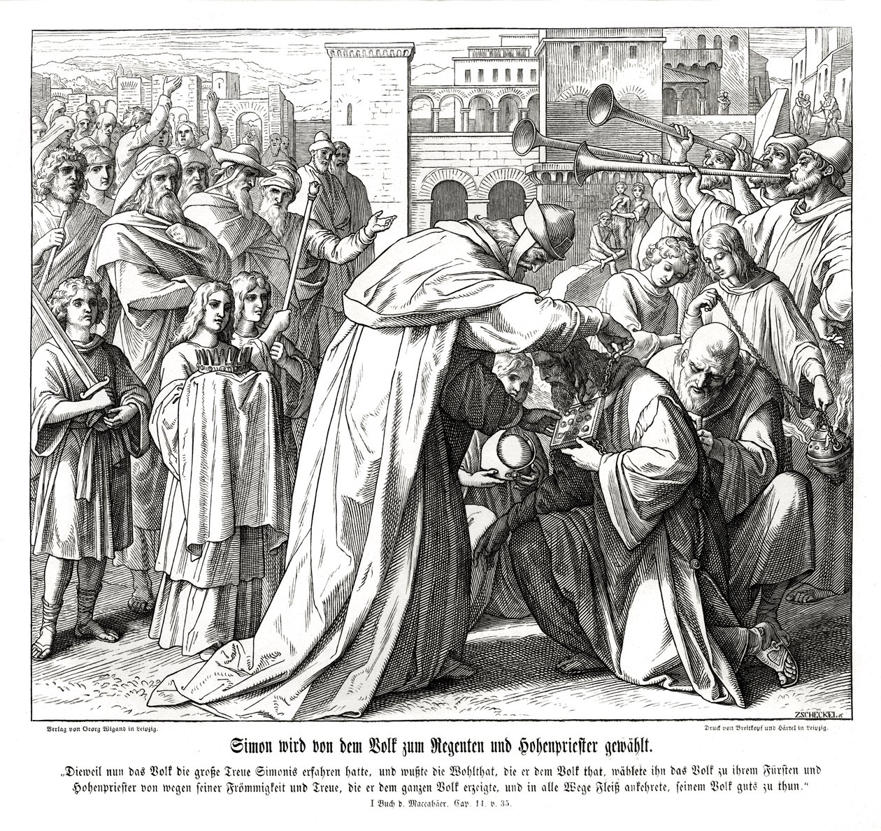 Simon baş rahip olarak atandı by Julius Schnorr von Carolsfeld