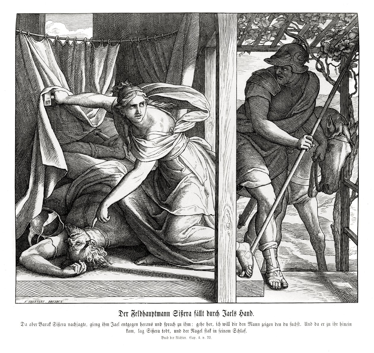 Sisera Jael tarafından öldürüldü, Yargıçlar by Julius Schnorr von Carolsfeld