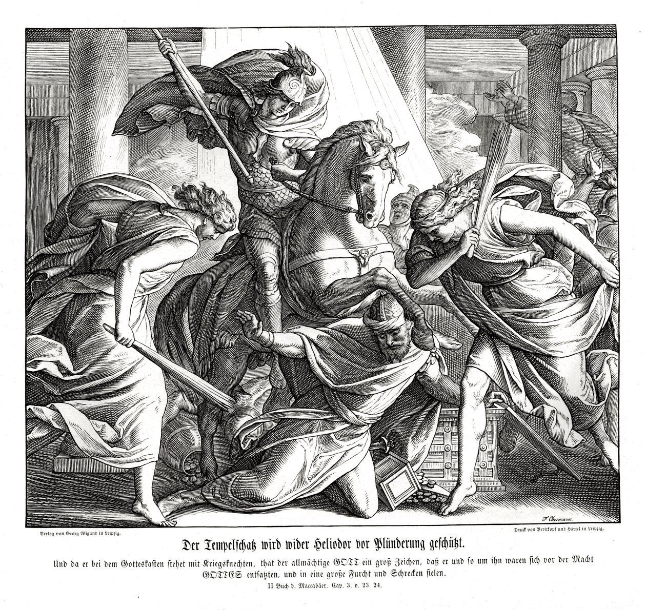 Tapınak hazinesi korunuyor, 2 Makkabi by Julius Schnorr von Carolsfeld
