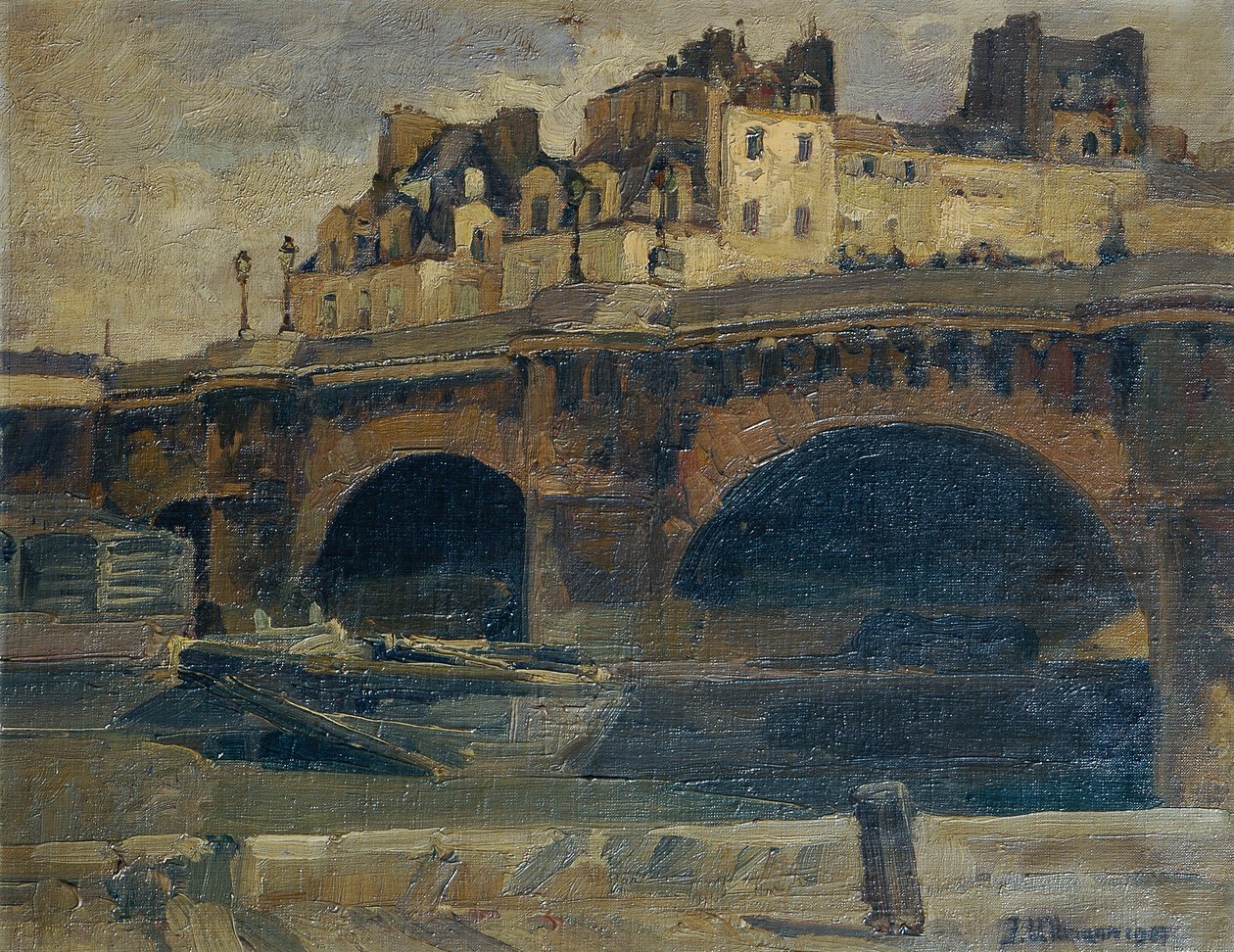 Pont Neuf ile Paris manzara by Julius Ullmann