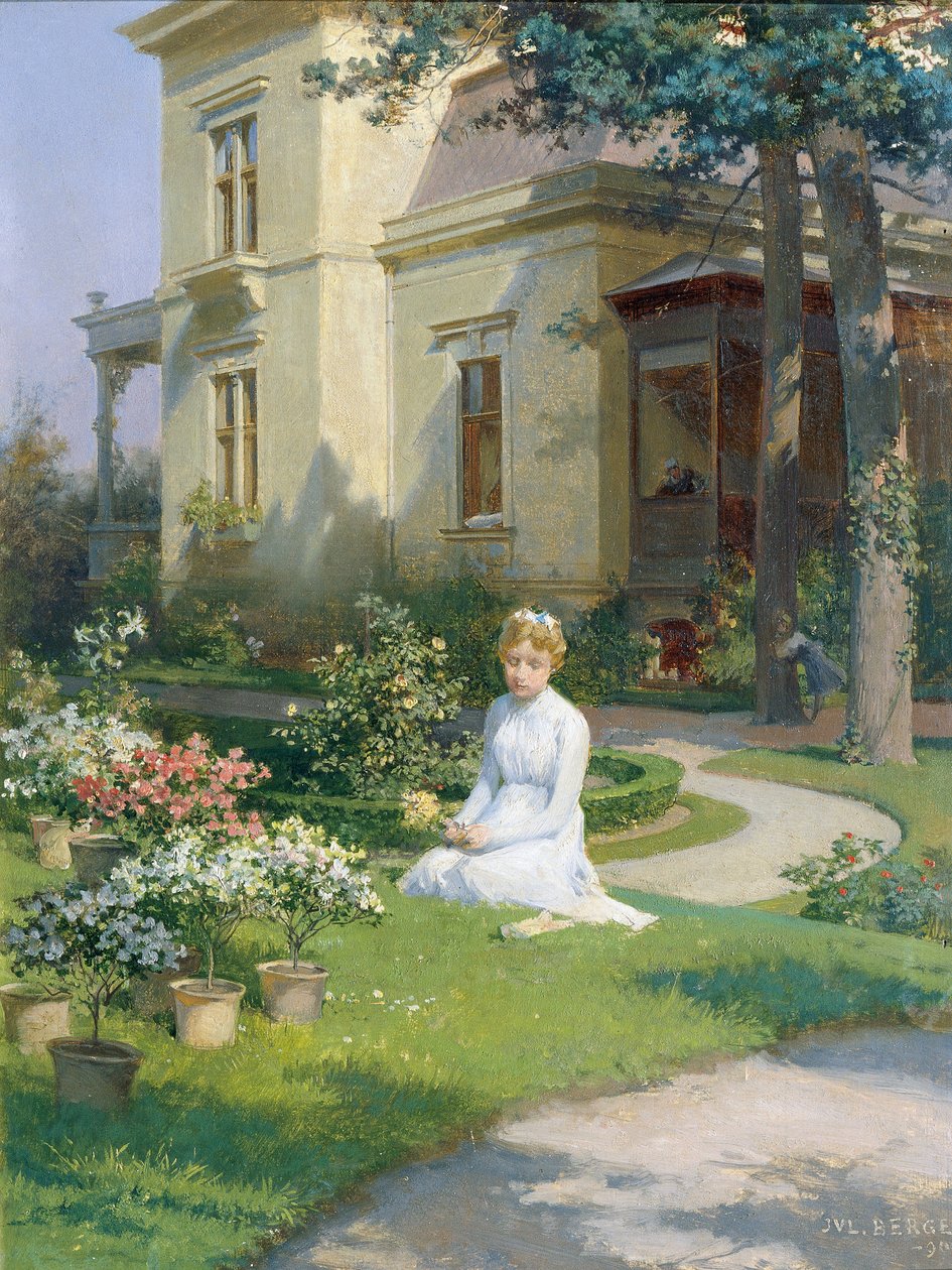 Bir villanın bahçesindeki kız by Julius Victor Berger
