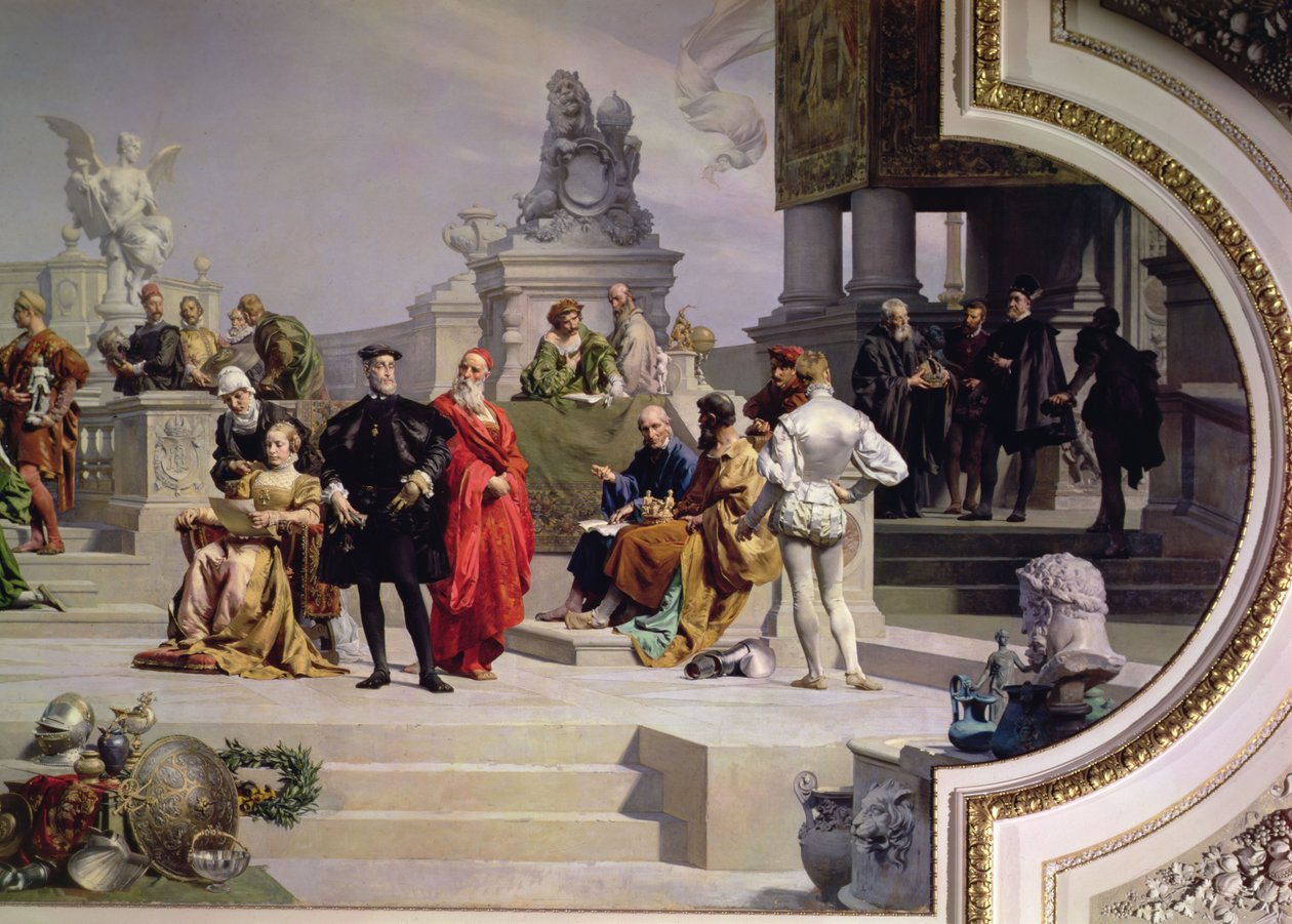 Habsburg Evi tarafından Sanatın Patronajı: bir tavan resminin sol tarafı, 1891 (ayrıca bkz. 70755 ve 70756) by Julius Victor Berger