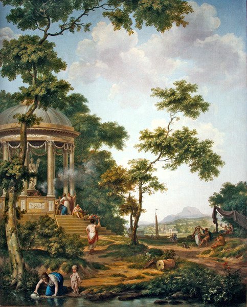 Bir tapınak ile Arcadian manzara (kumaş üzerine yağlı boya) by Jurriaan Andriessen