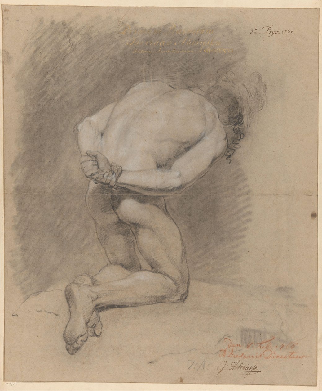 Arkadan görülen diz çökmüş çıplak erkek (1. ödül 1766) by Jurriaan Andriessen