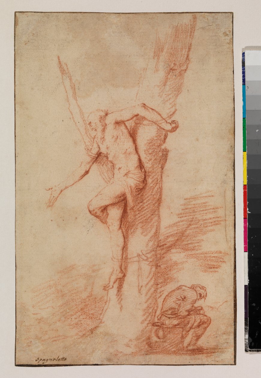 Bir ağaca bağlı adam ve dinlenen bir figür, 1630-35 by Jusepe de Ribera