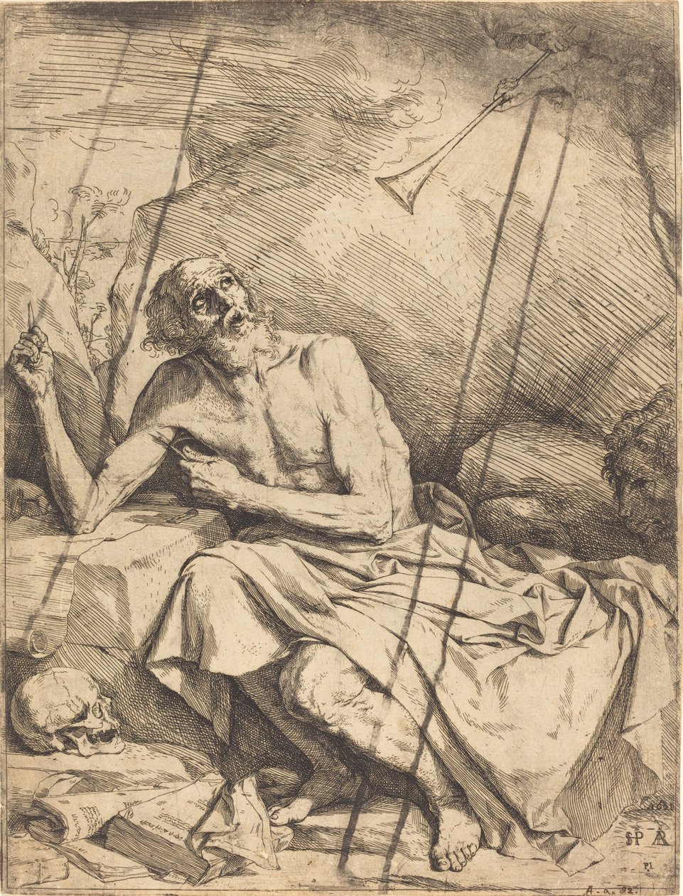 Aziz Jerome Son Yargının Trompetini Duyuyor by Jusepe de Ribera