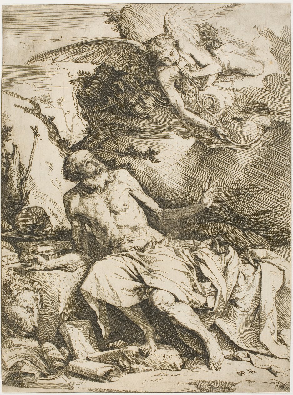 Aziz Jerome Son Yargının Trompetini Dinlerken by Jusepe de Ribera