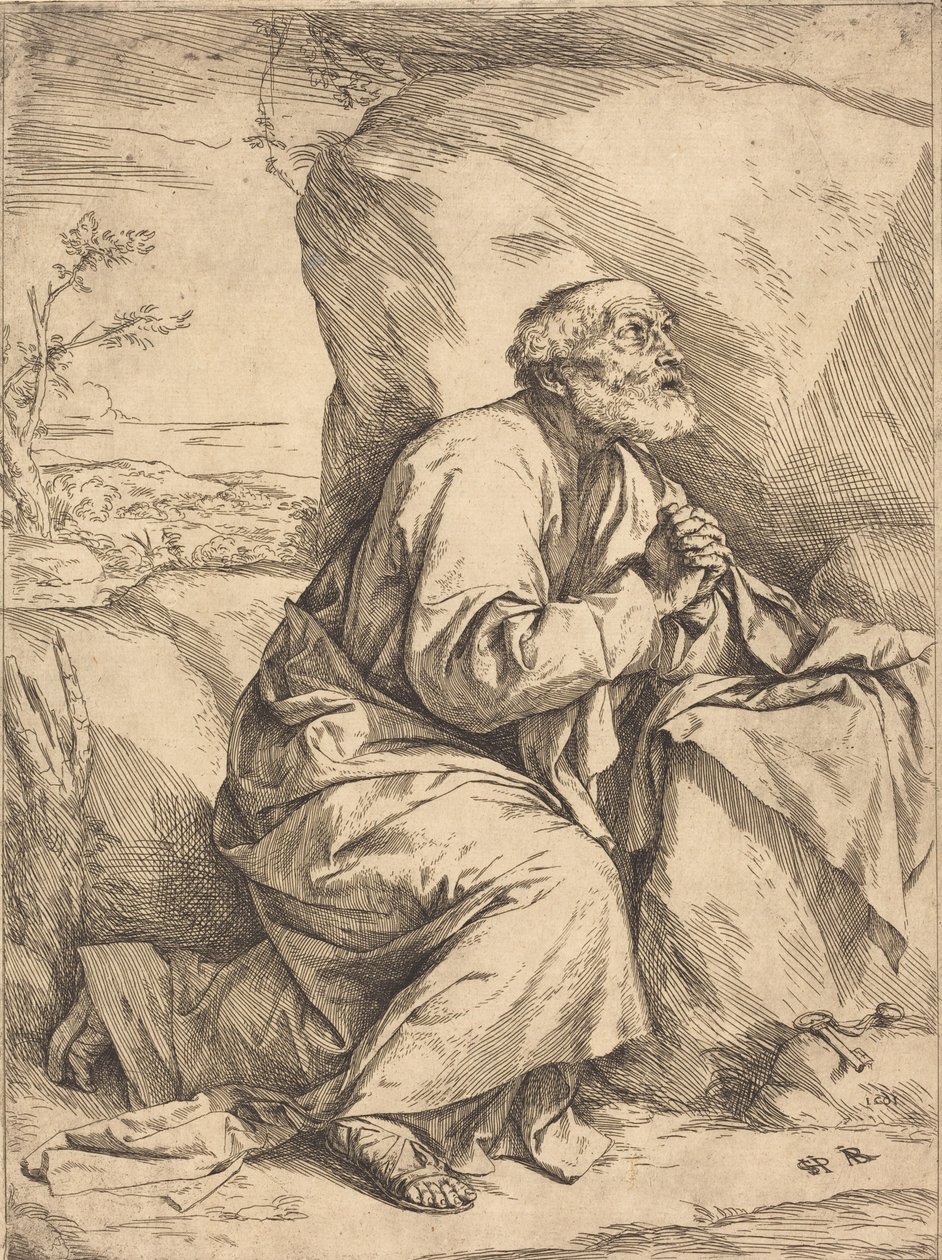 Aziz Petrus'un Tövbesi by Jusepe de Ribera